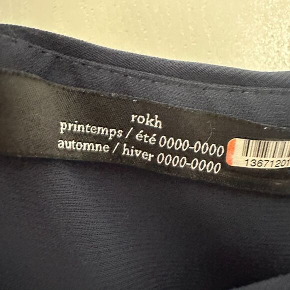 Rokh One Shoulder Midi Sheath Dress Navy Blue Size 40 US 8 - Picture 11 of 12